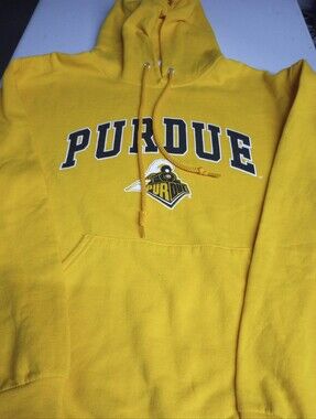 Purdue Boilermaker Men's Yellow Jerzee Hoodie Sweatshirt Size Medium.